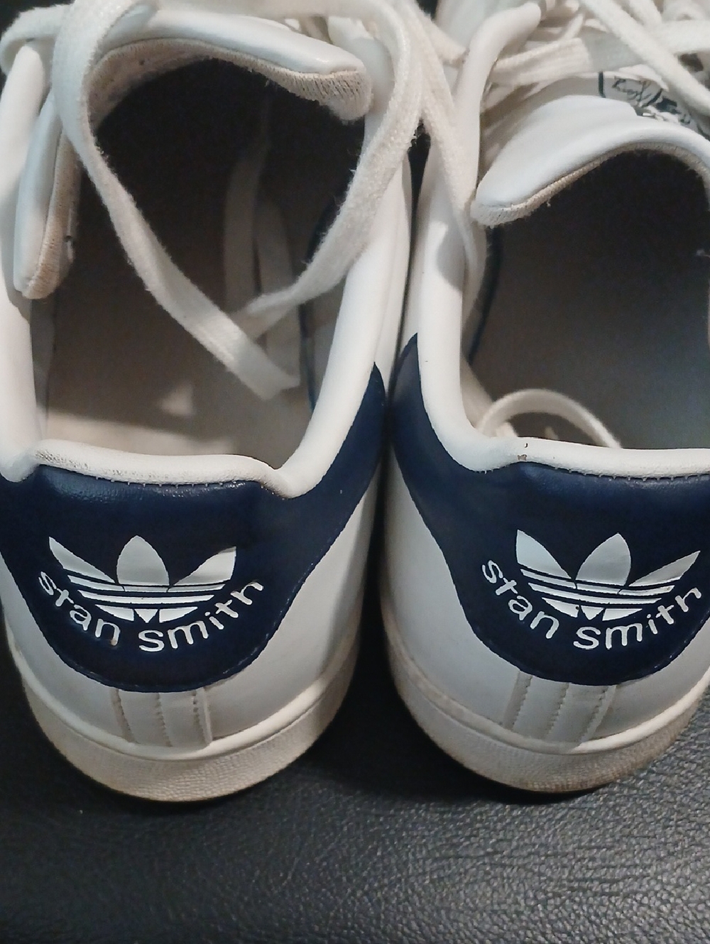 ADIDAS Stan Smith White Sneakers with Navy Heel Patch
